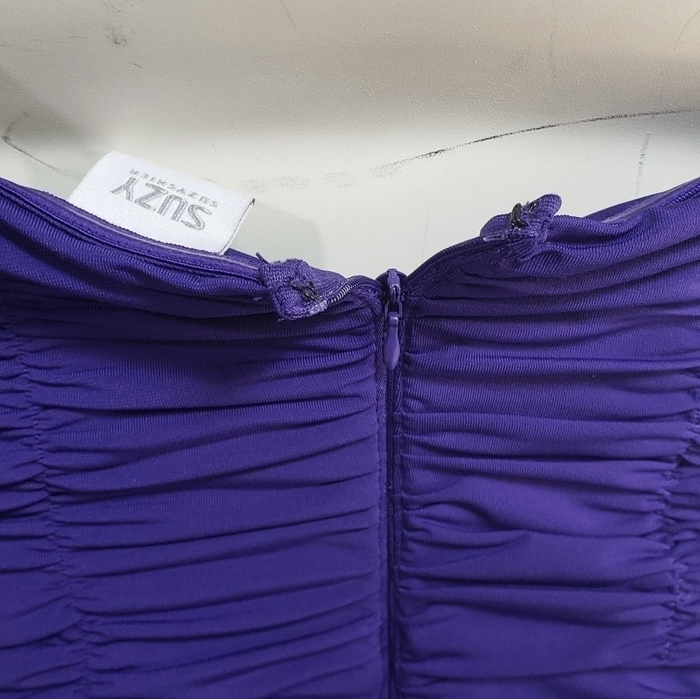 Deep Purple Ruffled Suzy Sheer Formal Dress - Picture 5 of 7